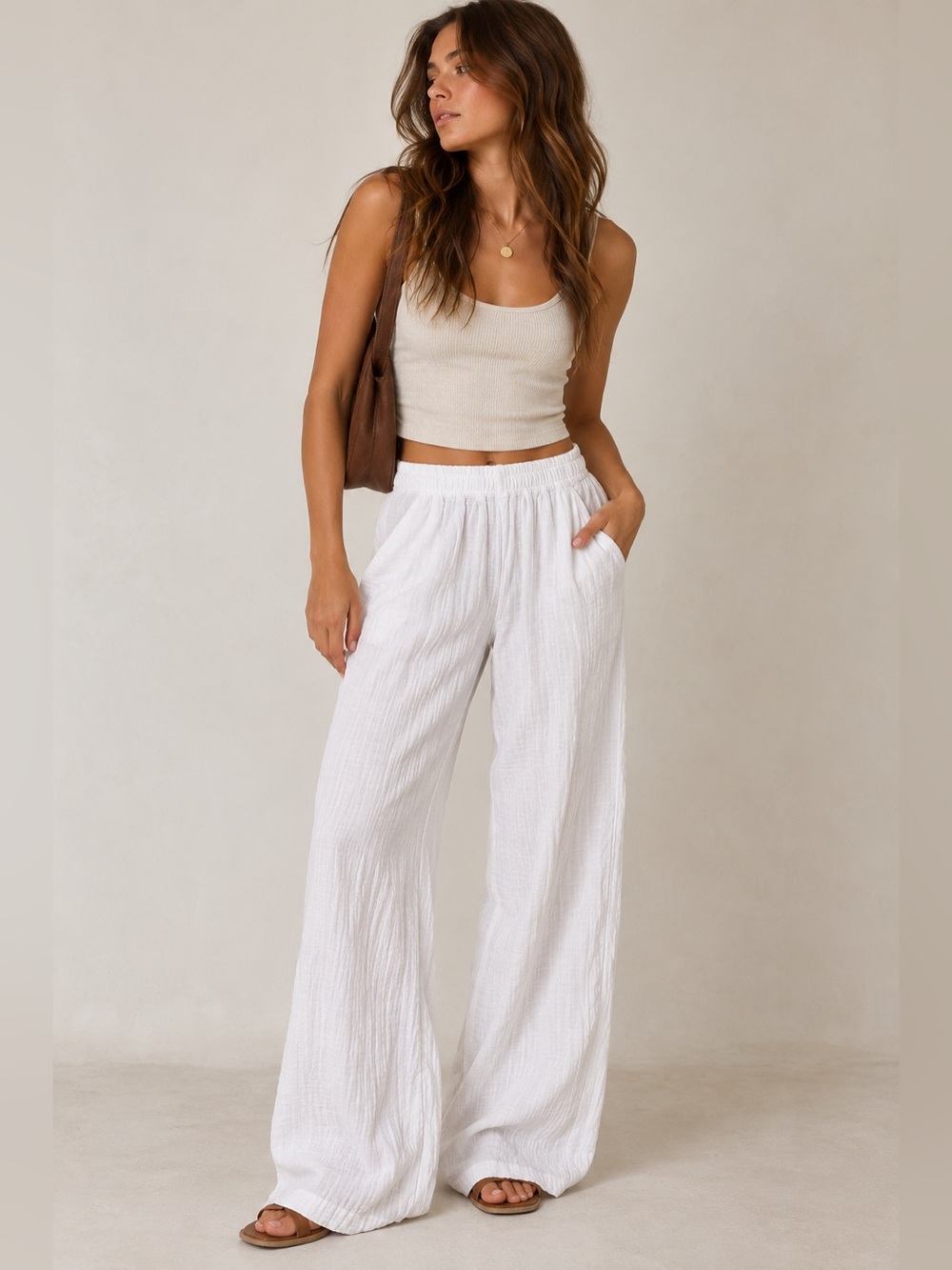 Favorite Daughter White 100% Organic Cotton Gauze Wide Leg Pants XS
